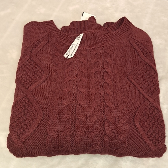 NWT Burgundy Cotton Blend Sweater by Leo & Nicole - Picture 2 of 5